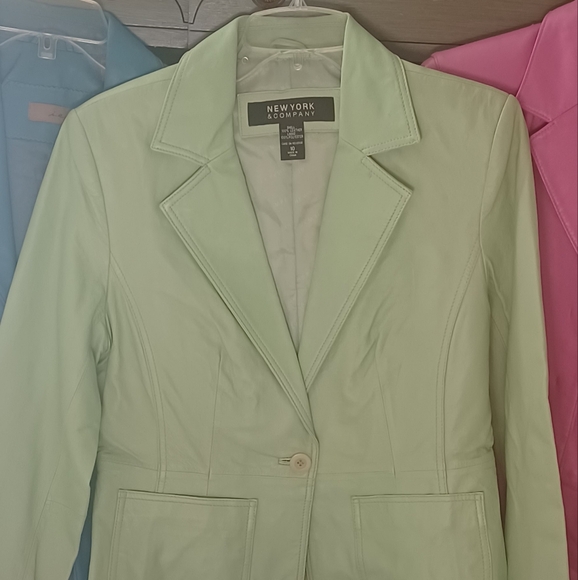 New York & Company Jackets & Blazers - Green Lether jacket sz 10